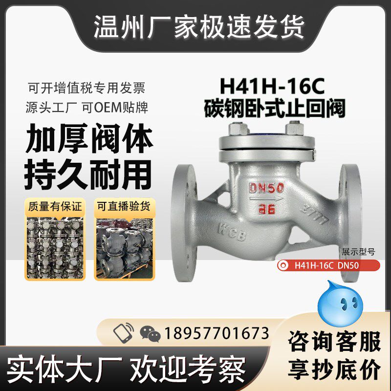 现货速发铸钢升降式止回阀H41H-16C碳钢止逆阀逆止阀 W 水平安装