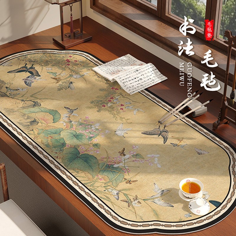 速发新中式国画桌面毛毡垫国风书画垫练习毛笔字专用防水垫复古大