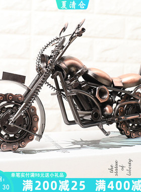 速发美式复古哈雷摩托饰金属模摆装车品型件办公室桌面书架电视柜