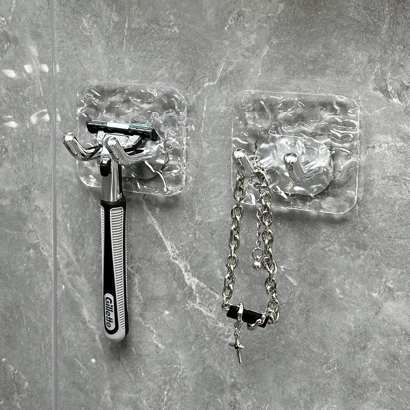 速发浴架剃收纳室轻奢壁挂免链孔置物架卫生间镜柜项打透明挂钩小