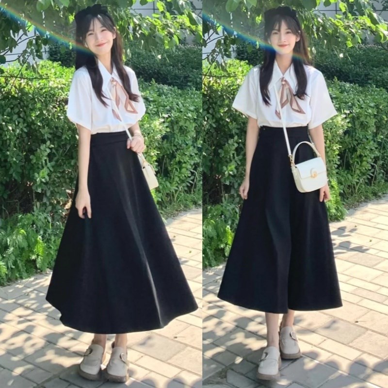 速发白色夏大学生答辩实习套装裙职业正装资教面试衬衣