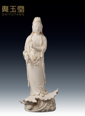 速发陶瓷》件林吉祥《立荷滴水观音摆菩像佛像站萨观世音工