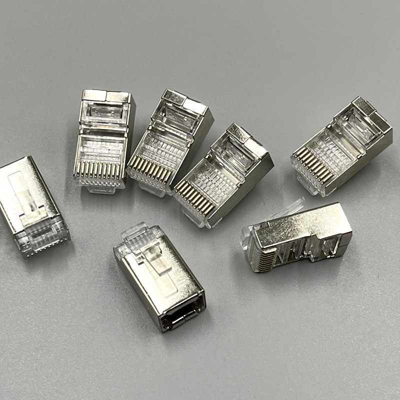 速发屏蔽10P1水晶头RJ5010芯网线RJ48扫码枪专用接头