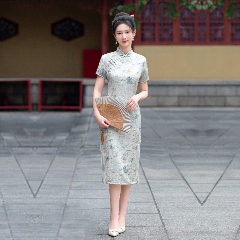 速发旗袍202小春款5子个妈妈日常新中式连衣裙大码复古中国风