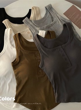 速发带胸垫运动小背心吊穿外穿美背内衣纽胸一体内搭外带文扣灰色