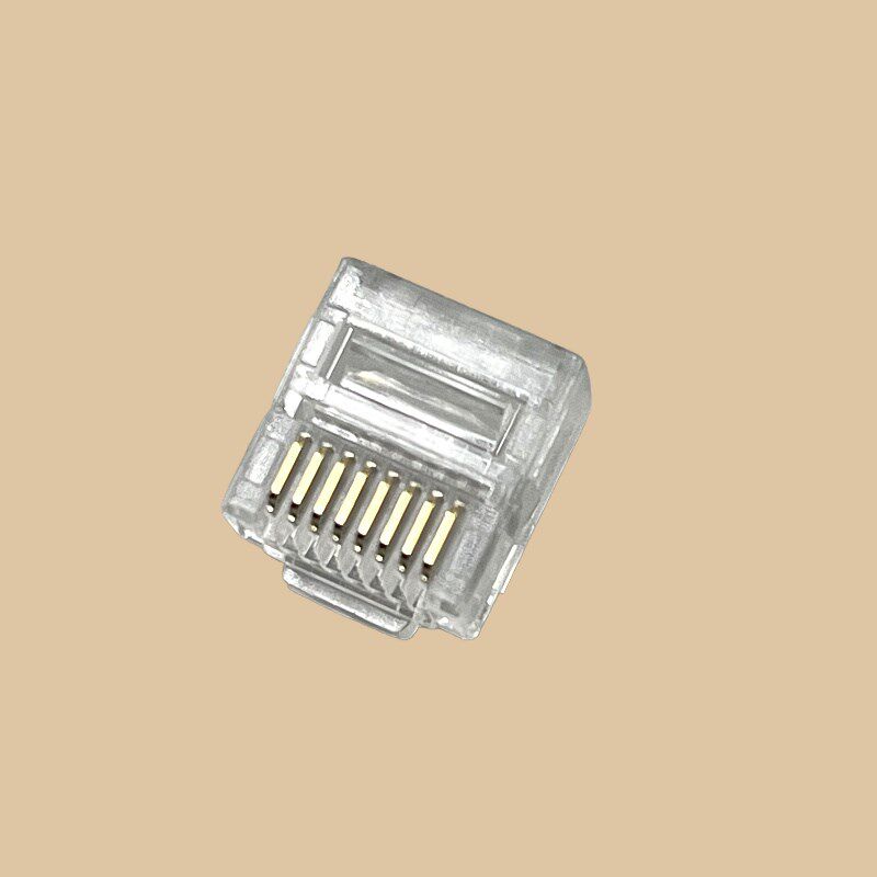 速发短体网线RJ45水晶头扁线电脑宽带网络接头8纯铜芯镀金短体8P8