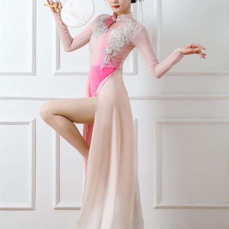 速发2025新款舞蹈服装江南伞旗袍裙中国风飘逸艺考表演服古典舞桃