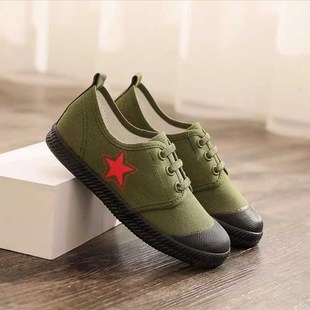 速发儿童解放鞋小红军胶色令演出迷彩表演鞋帆布鞋训练鞋夏鞋营鞋