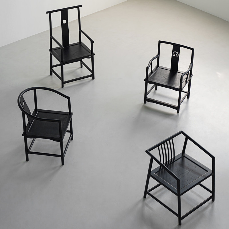 速发侘寂风全实木主人椅家用书房椅子民宿茶室泡茶椅会客椅新中式