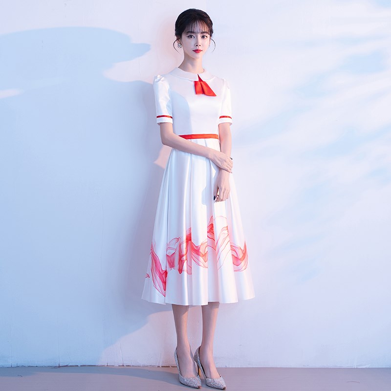 速发大学生红歌独唱大合唱团比赛指挥演出服长裙毕业主持人晚礼服