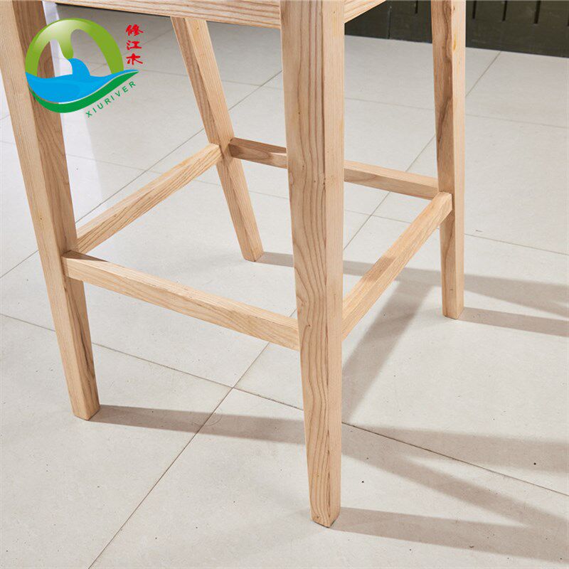 速发会所办公夜背高脚凳 白蜡木约木靠场吧台椅 简实高脚酒吧椅