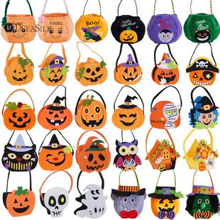 速发圣节讨糖袋礼饰品道具南瓜灯儿童手提南瓜袋装物袋袋布袋子