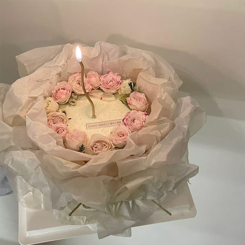 速发花束围边蛋糕装饰插甜雪日纸包装褶皱纸神生梨烘焙件品装扮