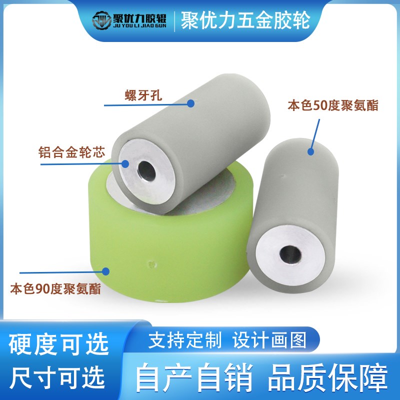 现货速发耐磨聚氨酯通孔滚轮驱动轮主动胶轮动力输送轮导向轮贴标
