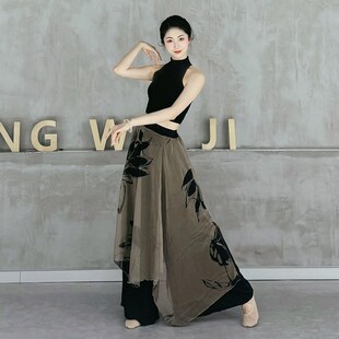 舞飘逸阔裙 爵士舞练功服古裤 速发新中式 国风舞蹈服舞宽松典腿裤