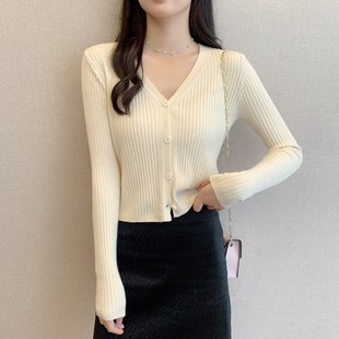 慵懒风长袖 衣短款 针织衫 外搭防薄开衫 2外套 上衣晒款 速发20小4新款
