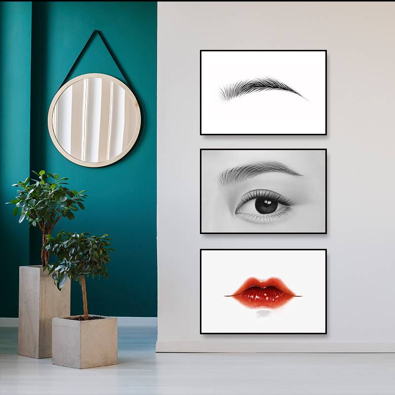 现货速发眉眼唇素描装饰画院纹绣半永久挂画美业机构墙壁广告宣传图片