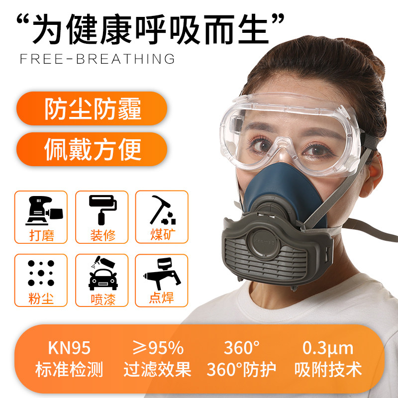 速发防尘工业粉尘打磨透气口鼻罩煤矿装修灰粉防护面具可清洗面罩