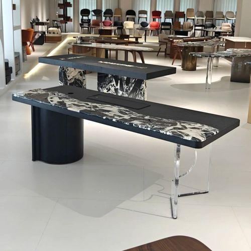 速发大理石黑高级感茶桌意式极轻简奢家用泡茶台公台办岛桌