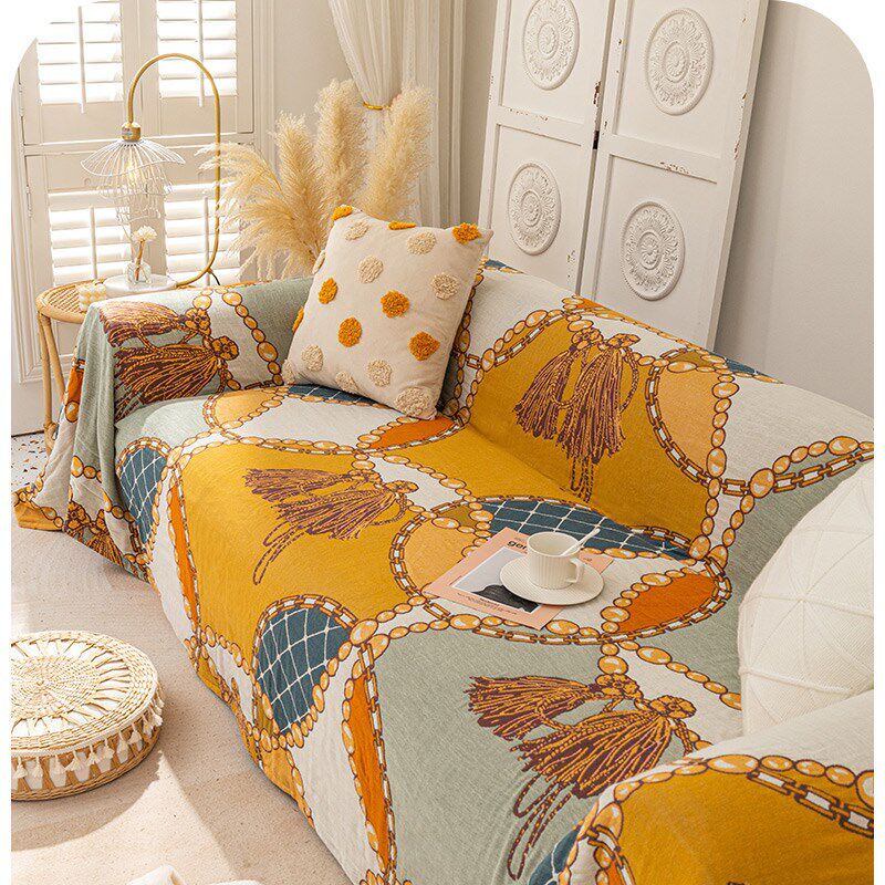 速发ig风沙发沙布双季通用四面纯棉沙发盖布巾全包防尘单人盖发套