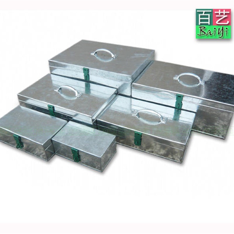 小铁箱收银铁皮钱箱子摆摊v商用带锁工具收钱盒不锈钢长方形收纳