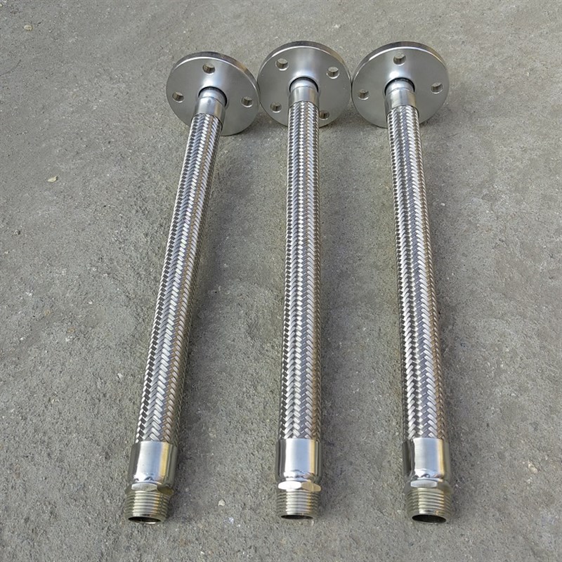 304不锈钢波纹管工业用金属软管 一端活法兰一端外丝耐.高温软连