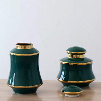 新中式孔雀绿陶瓷花瓶储物罐摆件样板间售楼处家居客厅插花软装饰,电子元器件市场,电线扎带/束线带,淘宝优惠券,粉丝福利购,淘宝优惠卷
