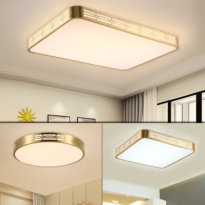 后现代全铜边框灯全屋led金色房间吸顶灯简约长方形客厅卧室灯具