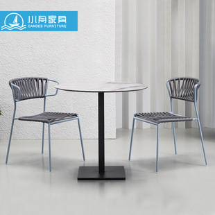 露天室外餐厅外摆桌椅网红庭院阳台酒吧休闲绳编椅子茶几组合家具