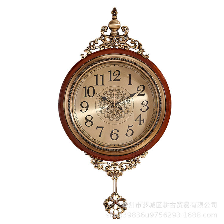 欧式复古实木钟表客厅美式别墅奢华大气壁挂钟厂家直销