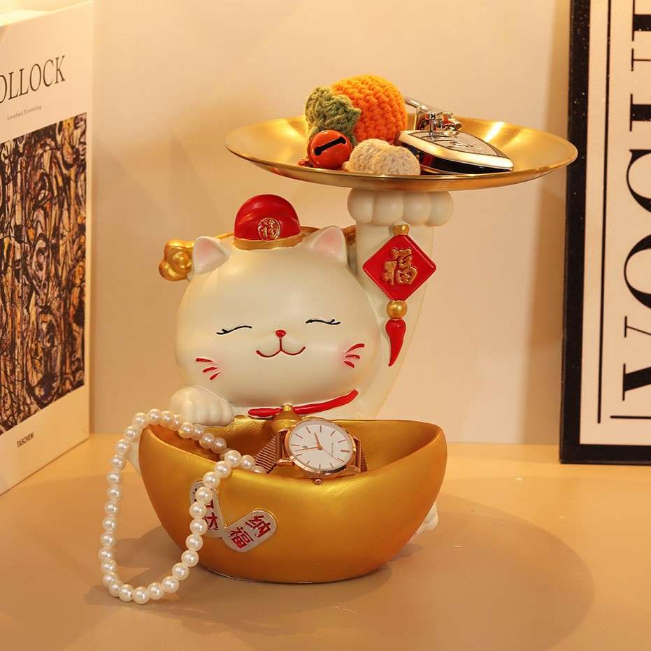 招财猫玄关摆件家居客厅鞋柜钥匙收纳装饰开业乔迁礼物工艺品摆设