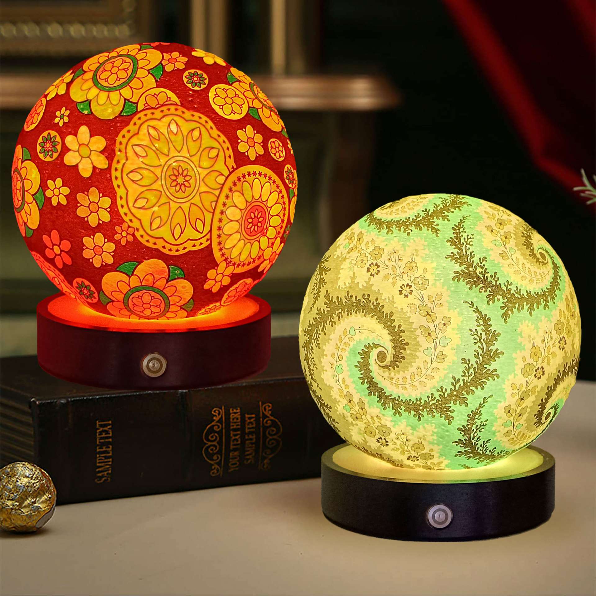 小夜灯氛围感可充电的圆形星球灯触屏开关带遥控月球灯户外氛围感