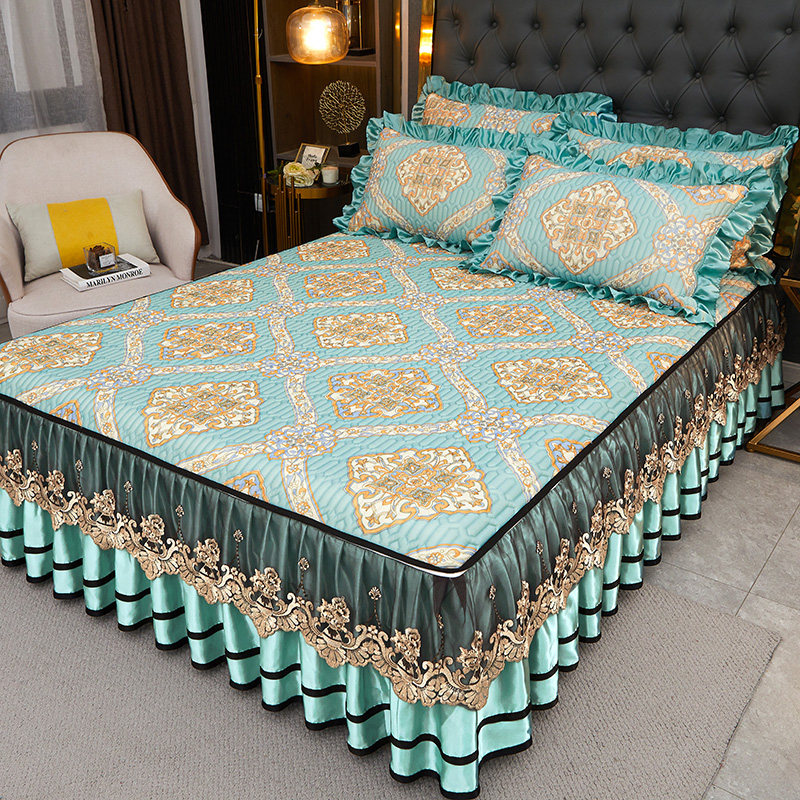 欧式泰国乳胶床裙凉席三件套w空调软席子可拆卸机洗冰丝席床罩夏,床上用品,乳胶席,淘宝优惠券,粉丝福利购,淘宝优惠卷