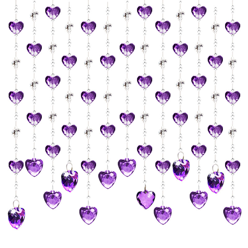 亚克力紫色心形珠帘水晶卧室门A帘过道挂帘子客厅隔断帘玄关风水