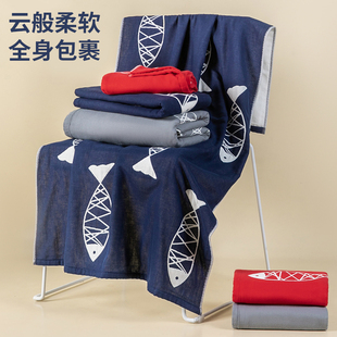 全棉高级家用儿童女纯棉M男大毛巾吸水情侣款 纱布浴巾2022新款 一