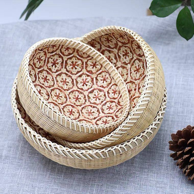 ww双层竹编收纳l篮客厅收纳筐竹篮茶几水果盘藤编干果零食竹筐大,收纳整理,其他收纳篮,淘宝优惠券,粉丝福利购,淘宝优惠卷