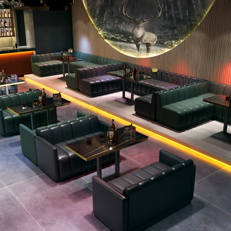 复古咖啡厅酒吧桌椅组合奶茶店西餐厅烧烤K店音乐清吧酒馆卡座沙