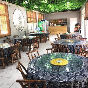 桌布复古大圆台布P农家餐桌布艺可订做 蓝印花布手工老粗布全棉厚