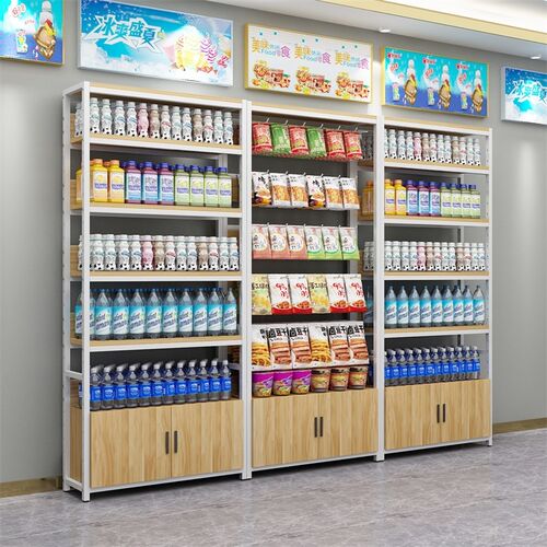 超市货架便利店h多层置物架零食饮料文具药店化妆品单面挂钩展示