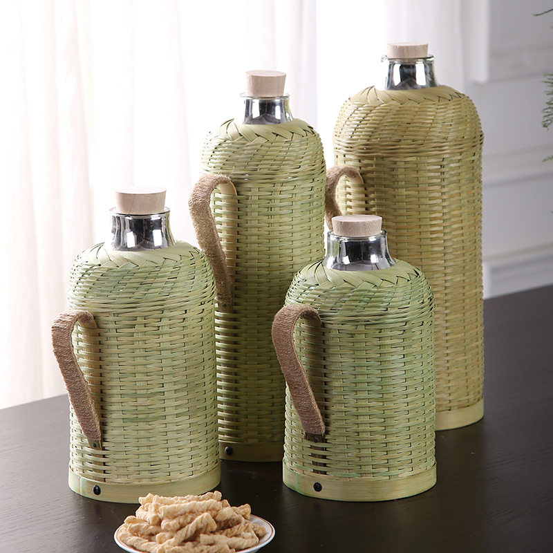 复古竹编热水瓶便携开水瓶暖壶保温瓶保温壶热R水壶小号茶壶包邮