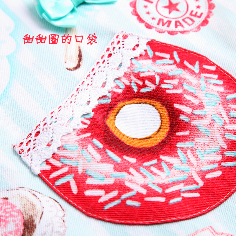 出口法国纯棉围裙时尚厨房可爱围裙奶茶甜品S店工作服外贸原单