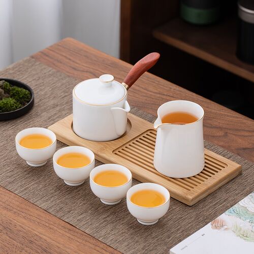 德化羊脂玉c旅行茶具茶杯茶壶防烫侧把壶功夫茶具户外旅行便携式
