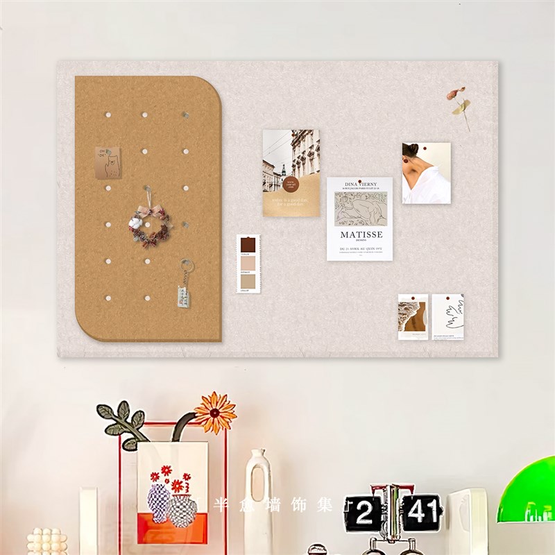 洞洞板毛毡墙贴照片墙背景板w软木板收纳置物架饰品相片展示板留