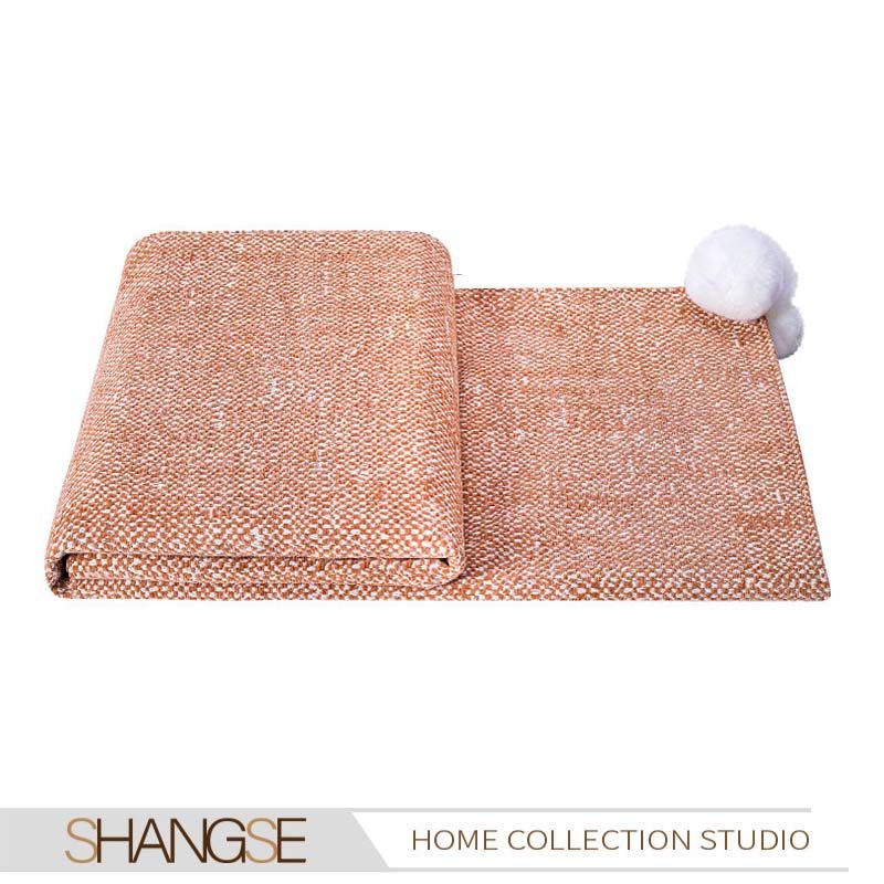 尚塞布艺轻奢g样板房奢华搭巾橙色毛球牀尾装饰牀上沙发儿童房搭,床上用品,休闲毯/毛毯/绒毯,淘宝优惠券,粉丝福利购,淘宝优惠卷