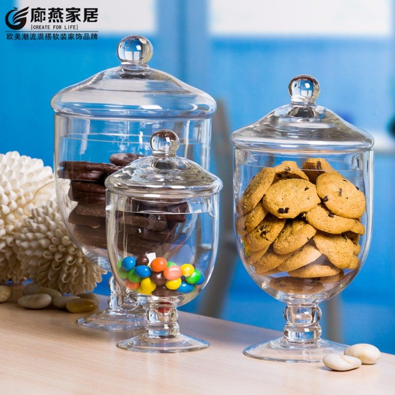 储物罐透明d玻璃罐摆件桃酥罐甜品台零食糖果罐欧式家居装饰器皿