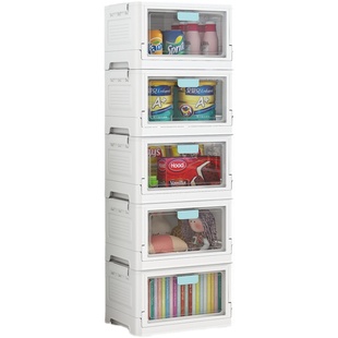 加厚双开门折叠收纳箱家用多功z能塑料整理箱宿舍零食透明储物箱