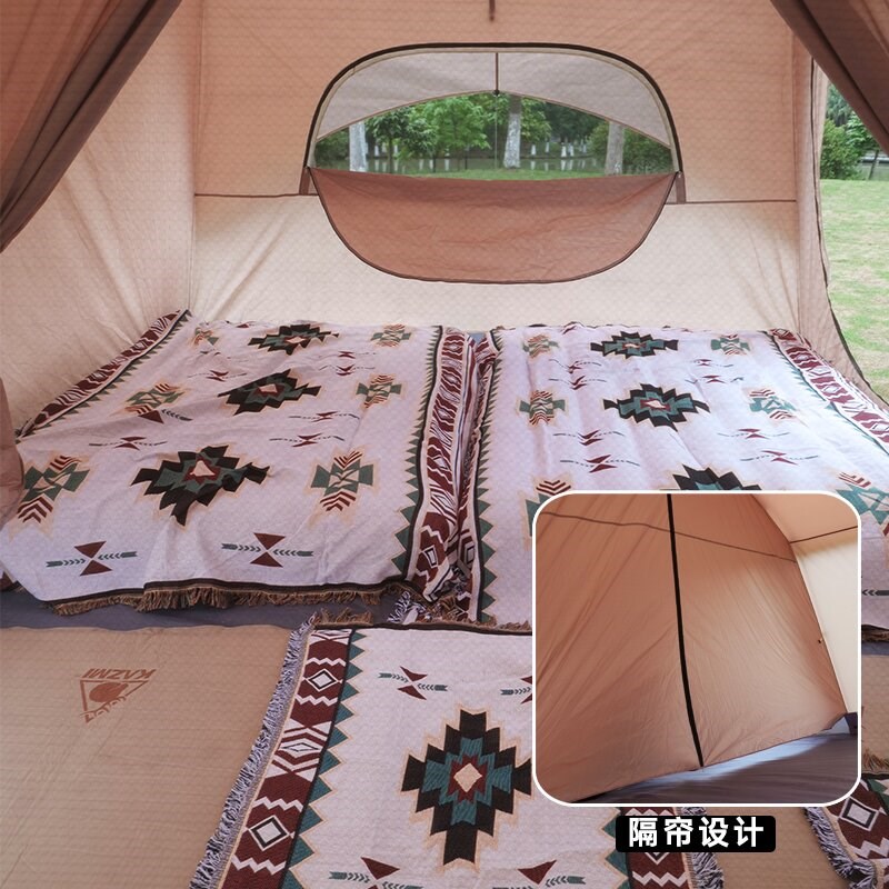 野营户外帐篷5 8m人双层两房8 12人二室一厅防雨沙滩移动便携超大