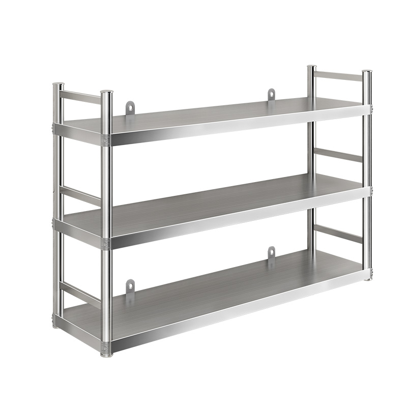 不锈钢吊架厨房置物架3层微波炉挂墙上调I味架托壁式2省空间货架