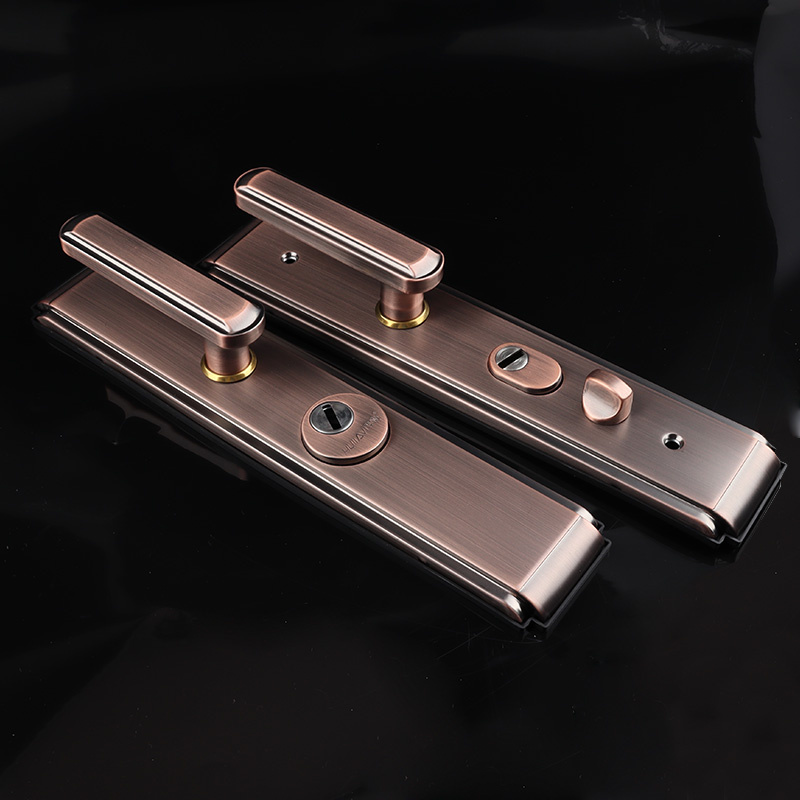 防盗门锁套装大门锁超oC级铜锁芯加厚面板入户门不锈钢大门锁把手