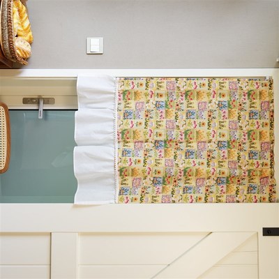 美式法式复古穿杆帘门帘魔术贴免打孔G咖啡帘小窗帘隔断帘浪漫柜